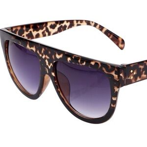 Tortoise Shell Flat Top Sunglasses Women Color Black & Brown